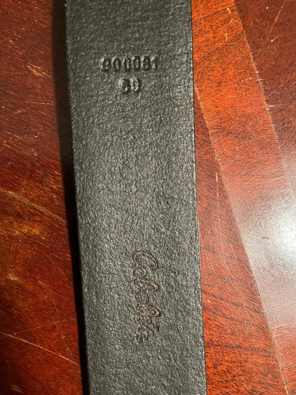 Cabela's Black Tooled Leather Western Belt with Silver Buckle